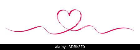 Band-Stil Herzform Strichgrafik. Valentinstag-Grenze mit handgezeichneter Herzlinie Stock Vektor