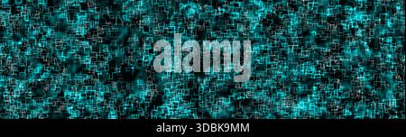 Abstrakter cyanfarbener Hintergrund, weiße Schaltungslinien über leuchtend blauen Netzwerkmustern auf dunklem Hintergrund. Künstliche Intelligenz, Clou Stockfoto