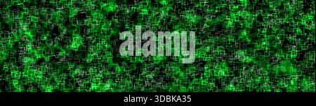 Abstrakter neongrüner digitaler Technologiehintergrund, weiße Schaltungslinien auf leuchtenden Gittermustern auf dunklem Hintergrund. KI-Datennetzwerk, Cybersicherheit Stockfoto