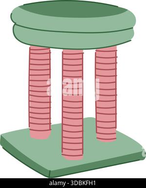 Grüner und rosafarbener Kratzbaum für Haustiere Stock Vektor