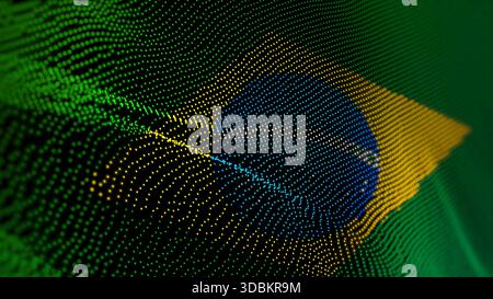 Brasilianische digitale Technologie markiert Cyber-Hintergrund. Illustration des brasilianischen Banners Cyberangriffe und Spionage. Stockfoto