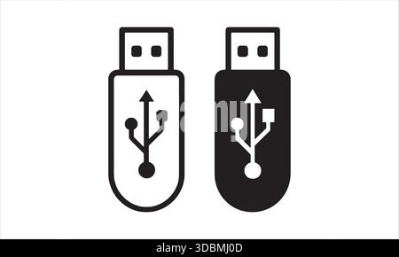USB-Symbol zum Festlegen von Vektorsymbolen für Datenübertragung und Geräte Stock Vektor