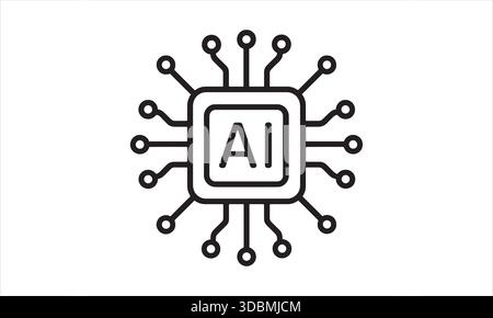 Chip-Vektor-Symbol für künstliche Intelligenz des KI-Prozessors – Symbol für intelligente Technologie Stock Vektor