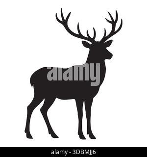 Hirsch Silhouette Wildtiere Tier Natur Wald Symbol Stock Vektor