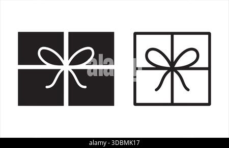 Symbole für Geschenkschachteln durchgehend und umrissen Symbolsatz für Geschenkverpackungen Stock Vektor
