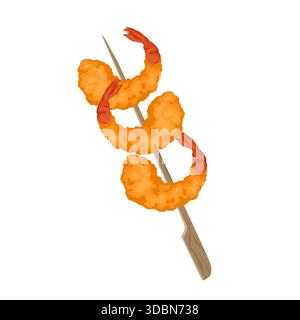 Shrimps Tempura, Shrimps im Teig. Stock Vektor