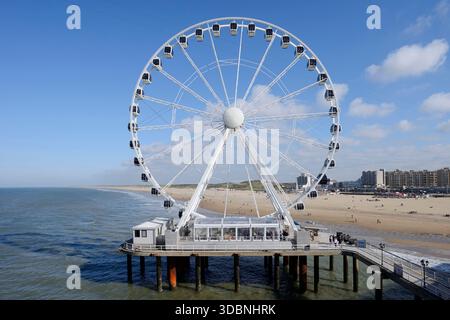 Riesenrad am Pier, Scheveningen, den Haag, die niederländische Nordseeküste, Südholland, Niederlande Stockfoto