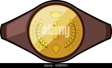 Meisterschaftsgürtel mit Nummer eins und Lorbeerkränzen Stock Vektor