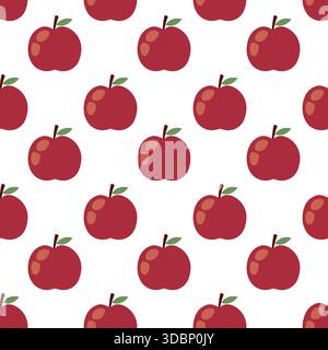 Nahtloses Apfelmuster im flachen handgezeichneten Stil Stock Vektor