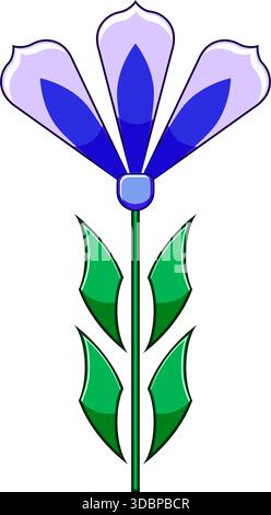 Geometrische Blume Illustration mit violetten Blüten Stock Vektor