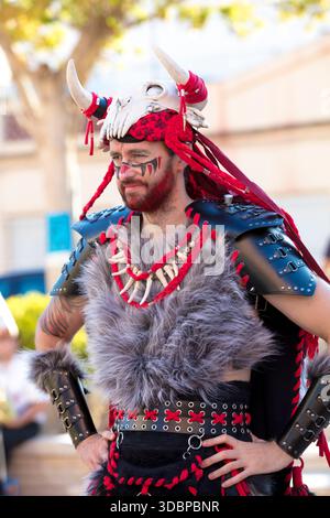 Entrada Cristiana, gran Desfile, Portrait, Moros y Cristianos, Guardamar del Segura, Vega Baja, Costa Blanca, Alicante, Spanien, Stockfoto