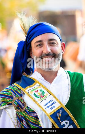 Entrada Cristiana, gran Desfile, Portrait, Moros y Cristianos, Guardamar del Segura, Vega Baja, Costa Blanca, Alicante, Spanien, Stockfoto