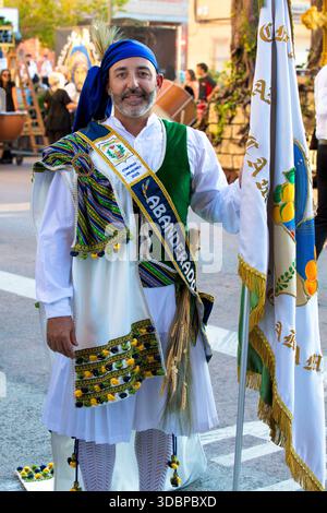 Entrada Cristiana, gran Desfile, Portrait, Moros y Cristianos, Guardamar del Segura, Vega Baja, Costa Blanca, Alicante, Spanien, Stockfoto