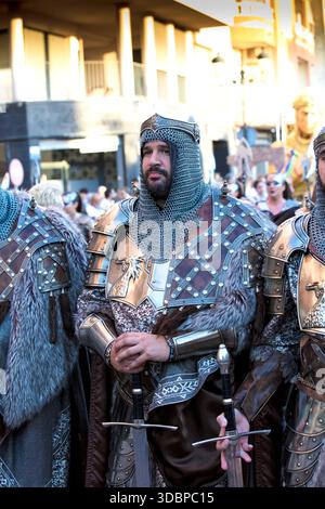 Entrada Cristiana, gran Desfile, Portrait, Moros y Cristianos, Guardamar del Segura, Vega Baja, Costa Blanca, Alicante, Spanien, Stockfoto