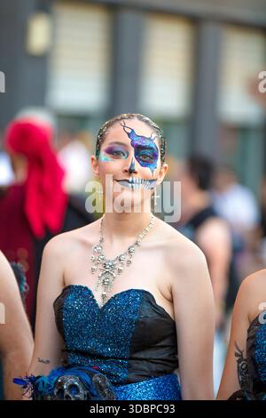 Entrada Cristiana, gran Desfile, Portrait, Moros y Cristianos, Guardamar del Segura, Vega Baja, Costa Blanca, Alicante, Spanien, Stockfoto