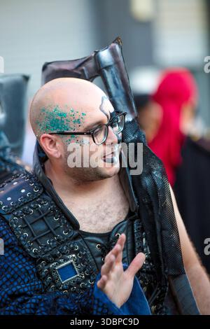 Entrada Cristiana, gran Desfile, Portrait, Moros y Cristianos, Guardamar del Segura, Vega Baja, Costa Blanca, Alicante, Spanien, Stockfoto