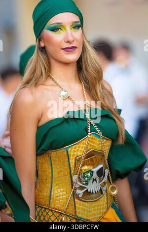 Entrada Cristiana, gran Desfile, Portrait, Moros y Cristianos, Guardamar del Segura, Vega Baja, Costa Blanca, Alicante, Spanien, Stockfoto