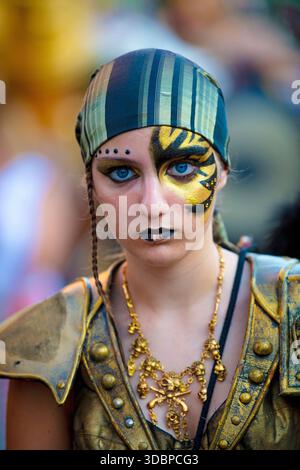 Entrada Cristiana, gran Desfile, Portrait, Moros y Cristianos, Guardamar del Segura, Vega Baja, Costa Blanca, Alicante, Spanien, Stockfoto