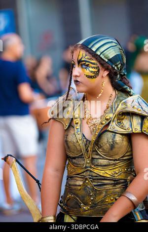 Entrada Cristiana, gran Desfile, Portrait, Moros y Cristianos, Guardamar del Segura, Vega Baja, Costa Blanca, Alicante, Spanien, Stockfoto