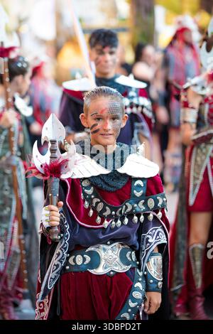 Entrada Cristiana, gran Desfile, Portrait, Moros y Cristianos, Guardamar del Segura, Vega Baja, Costa Blanca, Alicante, Spanien, Stockfoto
