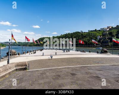 Deutsches Eck / Deutsche Ecke, Rhein-Mosel-Zusammenfluss, Deutschland Stockfoto
