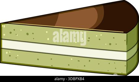 Matcha-Dessert-Kuchenscheibe mit cremiger Füllung Stock Vektor