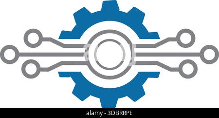 Zahnradtechnologie, künstliche Intelligenz, Zahnradchip Zahnradsymbol, Intelligenzzeichen, Innovation futuristisch Stock Vektor