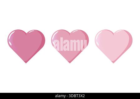 Niedliche Illustration Des Pink Heart Trios Stock Vektor