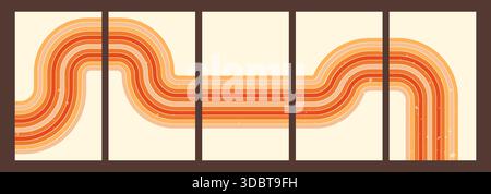 Set mit Retro-Postern mit gelbem Regenbogen. Stock Vektor