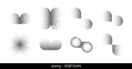 Abstraktes Verlaufsmuster mit körniger Textur und geometrischen Formen. Moderner Design-Hintergrund mit fließenden Linien, Punkten und Bauhaus-inspiriertem Design Stock Vektor