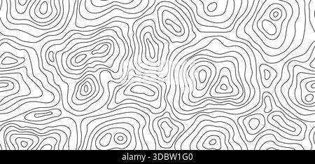Nahtlose topografische Konturkarte mit Mustern. Landschaftsgeodäsie-Topographiekarte. Hintergrund mit Konturlandschaft. Stock Vektor