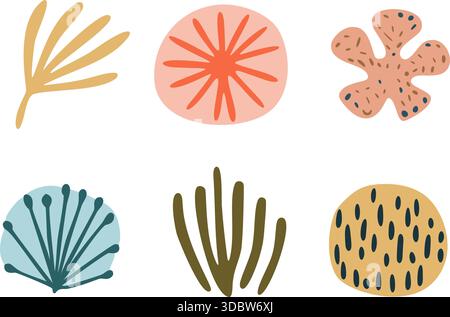 Abstraktes Küsten-Natur-Elemente-Vektorset Stock Vektor