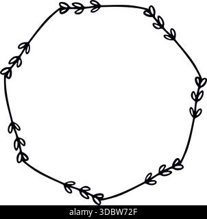 Blumenkranz Rahmen Rahmen Hand gezeichnet Illustration Stock Vektor
