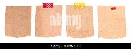 Set aus Vintage zerrissenem Papier isoliert auf transparentem Hintergrund. Perfekt für Design, Scrapbooking, Retro-Stil, Textur und kreative Projekte Stockfoto