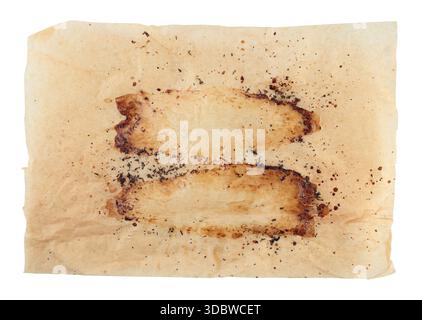 Küchenpapier mit gebackenen Fischfiletflecken, isoliert auf transparentem Hintergrund. Realistische Kochtextur für das Design von Lebensmitteln, Rezeptbilder Stockfoto