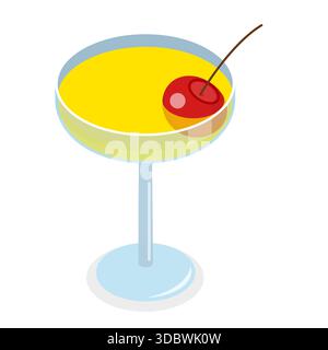3D Isometrisches flaches Set von Cocktails, Getränken in verschiedenen Gläsern. Punkt 4 Stockfoto