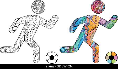 FUSSBALL-Legende. Olympia-Sport. Abstrakte Handzeichnung. Stock Vektor