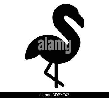 Diese elegante Silhouette eines Flamingos zeigt seine anmutige Haltung und seinen langen Hals. Dieses minimalistische Design ist ideal für kreative Projekte Stock Vektor