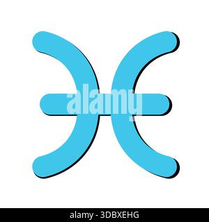 Zodiac-Horoskop. Symbol für astrologisches Symbol für Pisces. Stilisiertes Sternzeichen esoterisch. Einfache Darstellung des Linienvektors Stock Vektor