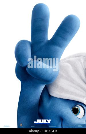 The Smurfs 2 (2013) von Raja Gosnell mit Neil Patrick Harris, Jayma Mays und Hank Azaria. Die Schlümpfe verbündeten sich mit ihren menschlichen Freunden in Paris, um Schlumpf vor Gargamel und seinen neuen Kreationen, den Naughties, zu retten. NUR ZUR REDAKTIONELLEN VERWENDUNG des US-Advance-Posters. Quelle: BFA / Sony Pictures veröffentlichen Stockfoto