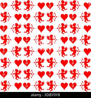 Valentinstag-Muster mit Herzen und Amor, Element für Design, Vektor-illustration Stock Vektor