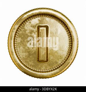 Golden Age Münzbuchstabe I 3D-Rendering-Illustration isoliert auf weißem Hintergrund Stockfoto