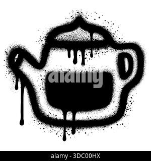 Teekanne Graffiti mit schwarzer Sprühfarbe.Vektor-Illustration. Stock Vektor