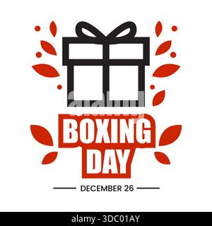 Illustration Des Symbols Für Geschenkschachtel Am Zweiten Weihnachtsfeiertag. Vektorabbildung Stock Vektor