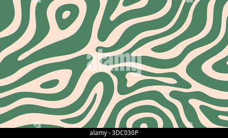 Abstraktes Muster mit breiten, geschwungenen, fließenden Wellen in einem trendigen Retro-Stil der 60er/70er Jahre. Vektor-Illustration Stock Vektor