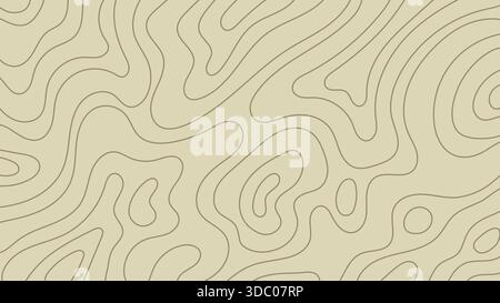 Topografische Texturlinie Gelber Hintergrund Abstraktes Nahtloses Muster Organisches Minimalistisches Design. Vektorabbildung Stock Vektor