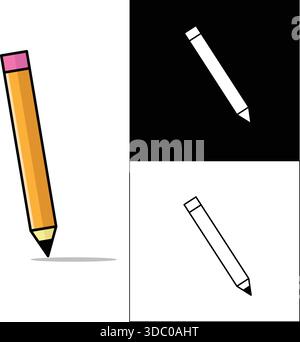 Eine minimalistische, flache Bleistiftabbildung, die sich ideal für Lehrmaterialien, Designmaterial, Schreibwerkzeuge oder Bürothemen eignet Stock Vektor