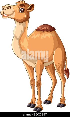 Vektor-Illustration eines fröhlichen Kamels mit einem Buckel, klaren Linien und warmen Farben Stock Vektor