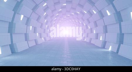 Futuristischer Tunnel mit leuchtendem Licht Stockfoto