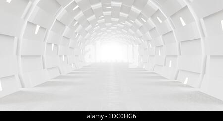 Futuristischer weißer Tunnel mit hellem Licht Stockfoto